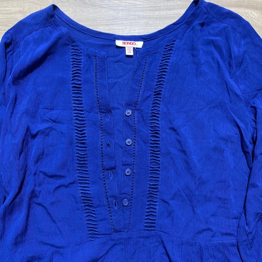 BONGO Girls Juniors Boho‎ 3/4 Sleeve Drop Waist Dress Size Large Navy Blue